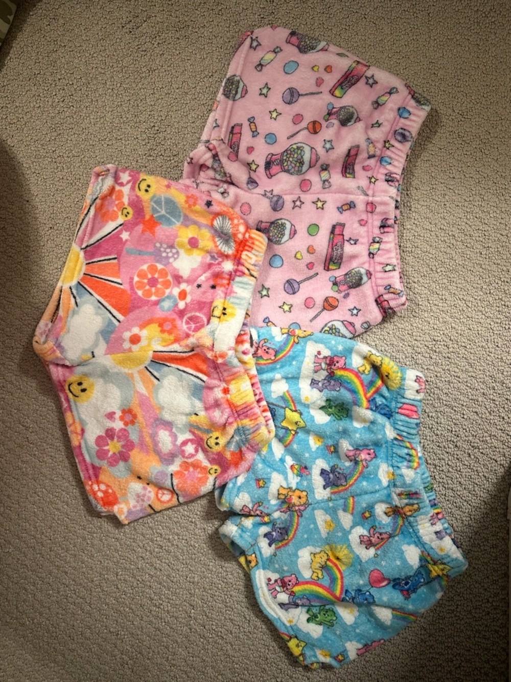 Kids Plush Sleep Shorts - Assorted Pink, Blue, Orange Patterns